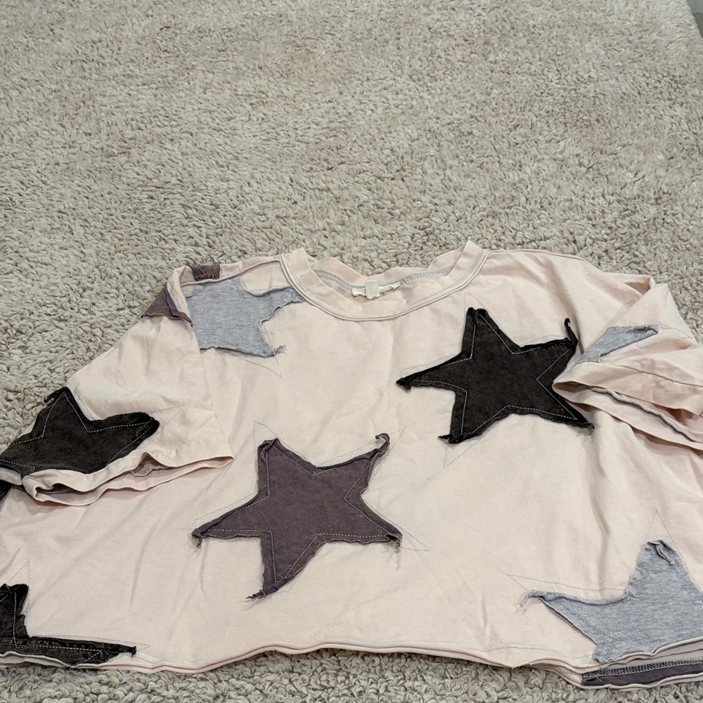 Oli & Hali Star Pattern Tee - Pink and Gray